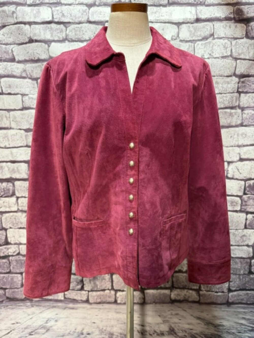 Tria Red Long Sleeve Leather Suede Jacket Size XL